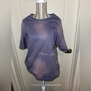 Purple Women's Tee with Butterfly Design